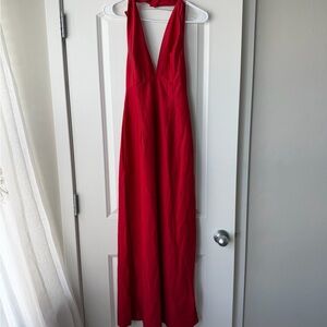 Vintage Elegant Red Halter Dress